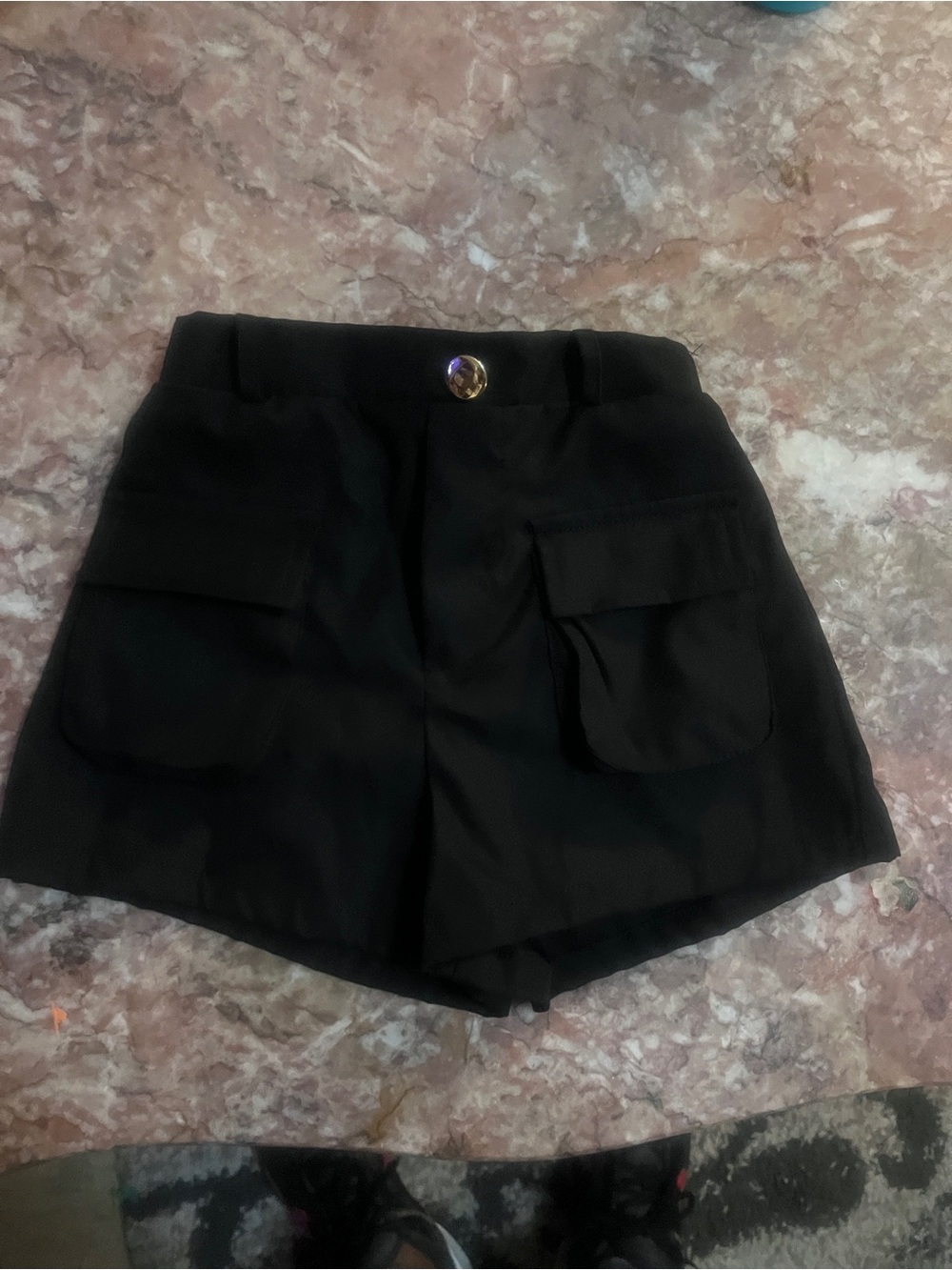 SHEIN Black High-Waist Cargo Pocket Shorts